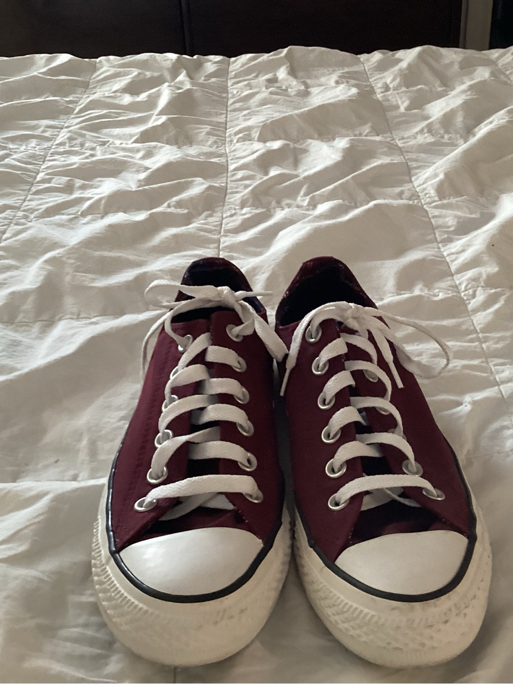 Converse Maroon Canvas High-Top Sneakers with White Laces